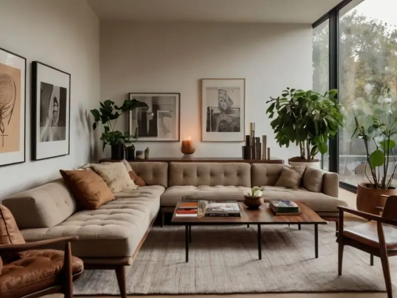 Modern staged living room inside Corpus Christi homes for sale with neutral interior design