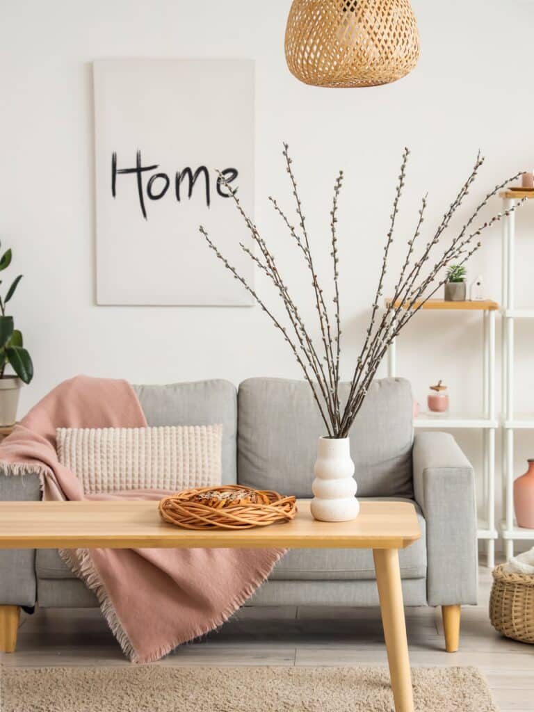 Living room interior, earth colors and simple design for home search reference